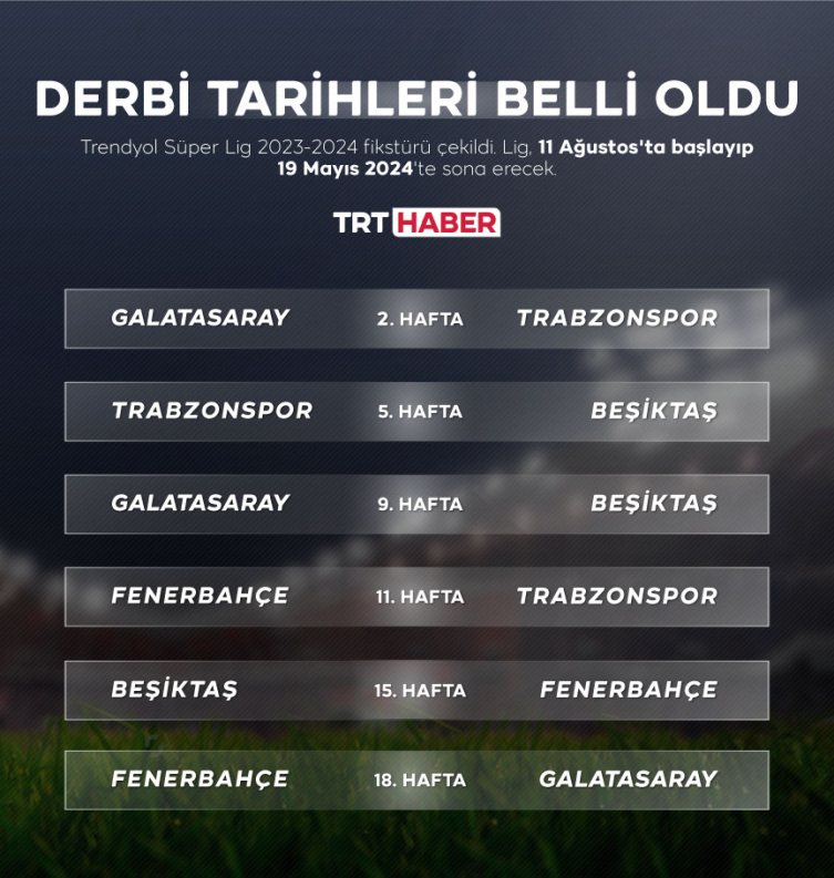 Derbi tarihleri belli oldu