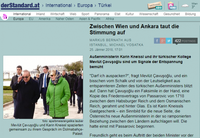 Avusturya basınında Çavuşoğlu-Kneissl görüşmesi
