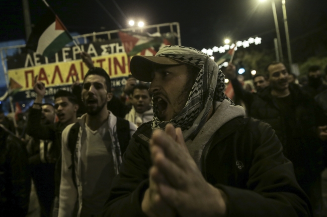 Yunanistan'da ABD'nin Kudüs kararı protesto edildi