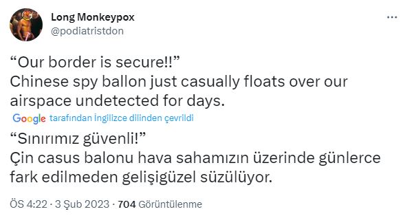 ABD'li halktan "Çin balonu" eleştirisi