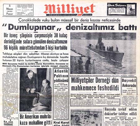 Dumlupınar denizaltısı 65 yıl önce 81 mürettebatıyla battı