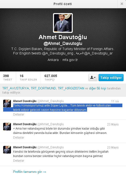 Konyaspor'a ilk kutlama twitter'dan
