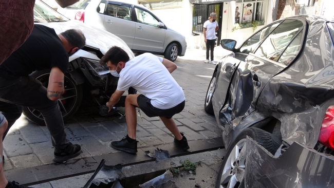 Beşiktaş'ta el freni çekilmeyen otomobil kazaya yol açtı