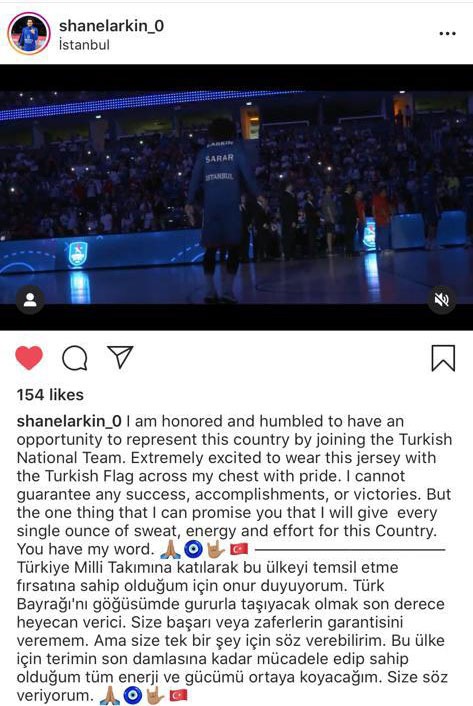 Shane Larkin Türk Milli Takımı'nda