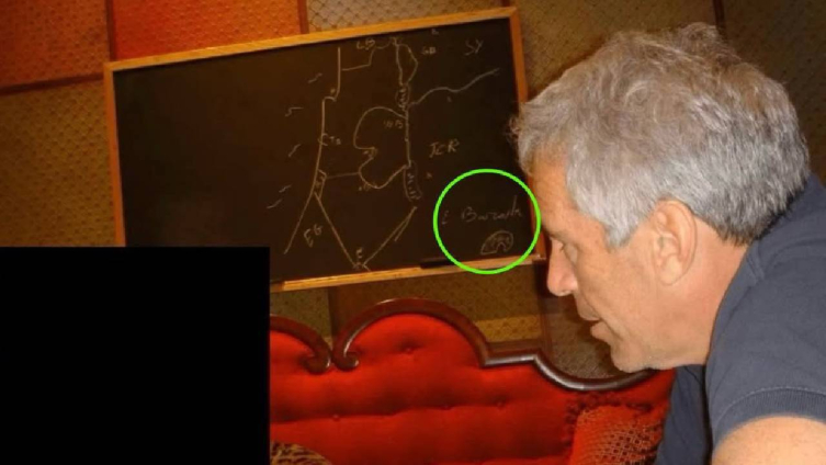Epstein belgelerinde Ehud Barak imzasıyla kara tahtaya çizilmiş tartışmalı bir harita görüldü