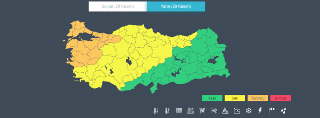 Meteoroloji'den 17 ile turuncu, 35 ile sarı uyarı