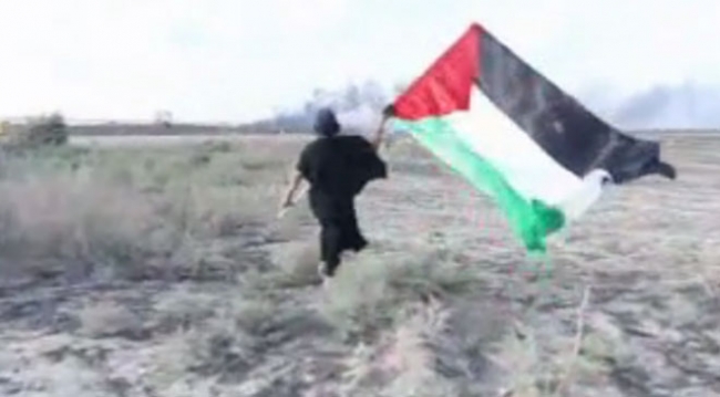 İsrailli aktivistler Gazze sınırında Filistin bayrağı taşıdı