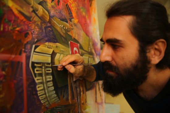 15 Temmuz'da yaşananları dev tabloya yansıttı