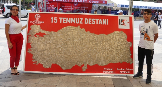 Harçlıklarıyla 15 Temmuz anısına Türkiye haritası yaptılar
