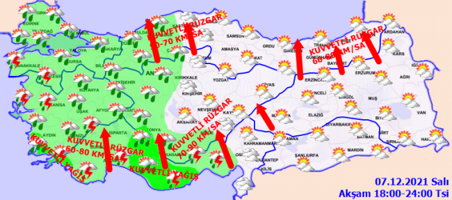 35 kente sarı ve turuncu uyarı