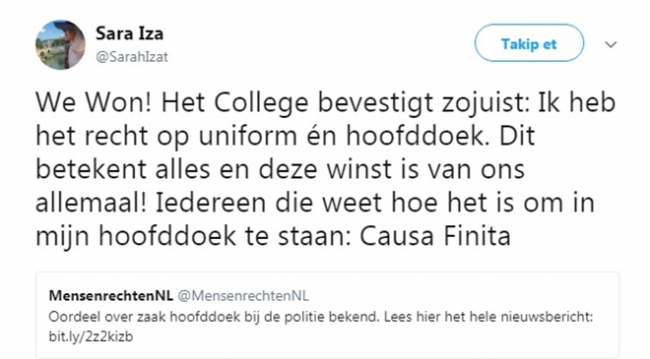 Hollandalı Müslüman kadın polise başörtüsü izni