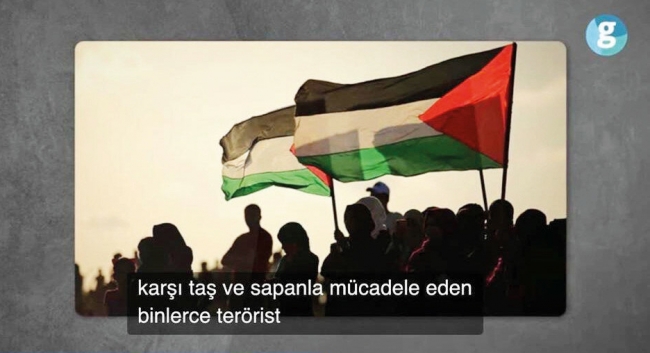Youtube'a yüklenen içerikte yer alan 'Filistinli' kelimesi 'terörist' olarak değişti.