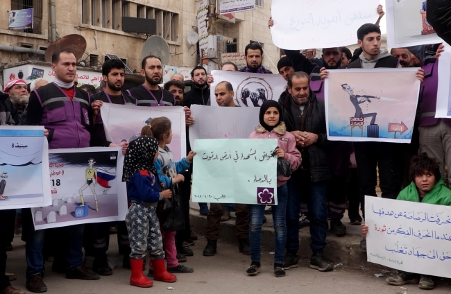 İdlib, Doğu Guta'daki saldırıları protesto etti