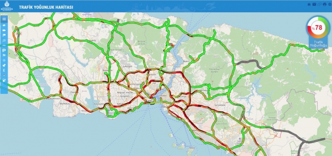 İstanbul'da trafik yoğunluğu yüzde 80'e yaklaştı