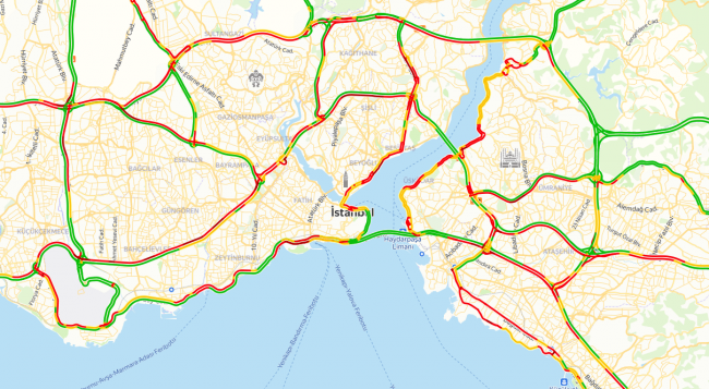 İstanbul'da trafik yoğunluğu yüzde 70'e ulaştı