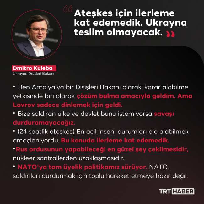 Kuleba: Görüşme, Çavuşoğlu sayesinde gerçekleşecek