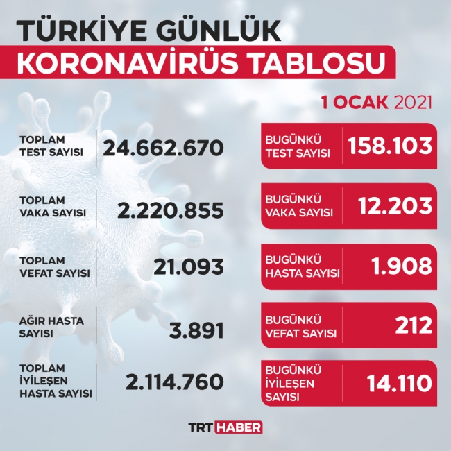 Son 24 saatte 12 bin 203 yeni vaka