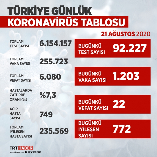 Türkiye'de iyileşenlerin sayısı 235 bin 569'a yükseldi