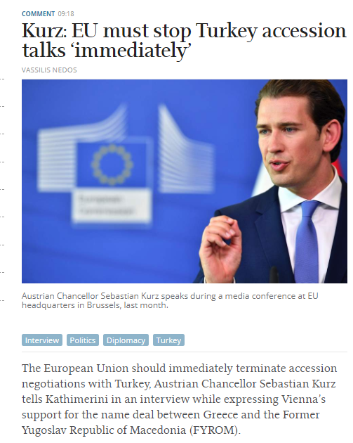 Avusturya Başbakanı Kurz: AB Türkiye'yle müzakereleri sona erdirmeli