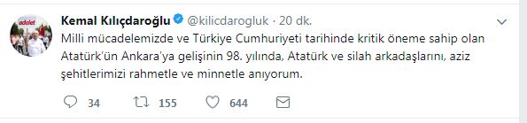 Mustafa Kemal Atatürk'ün Ankara'ya gelişinin 98. yıl dönümü