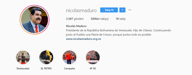 Instagram ve Facebook'un Maduro'nun hesap onayını kaldırdığı iddia edildi