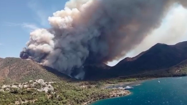 Marmaris'te orman yangını: Havadan ve karadan müdahale ediliyor