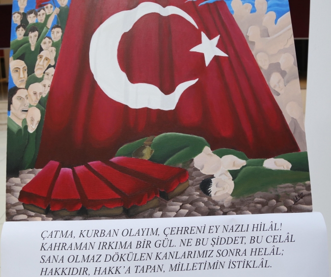 İstiklal Marşı'nın 10 kıtasını 10 ayrı tabloyla resmettiler