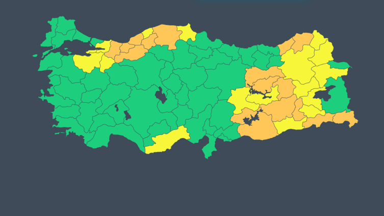 15 ile "turuncu", 16 ile "sarı" uyarı