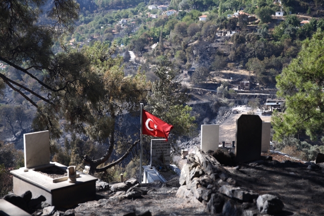 Muğla'daki yangında mezarlar da zarar gördü