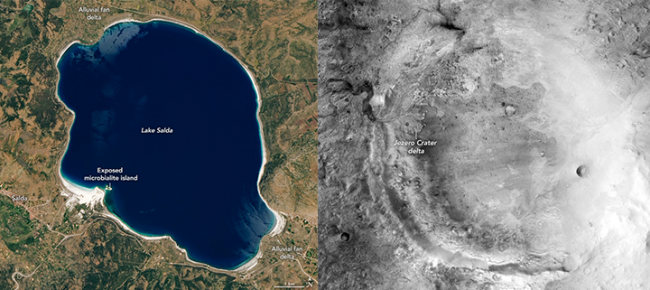 Salda Gölü ve Mars'taki Jezero Krateri | Credit: NASA