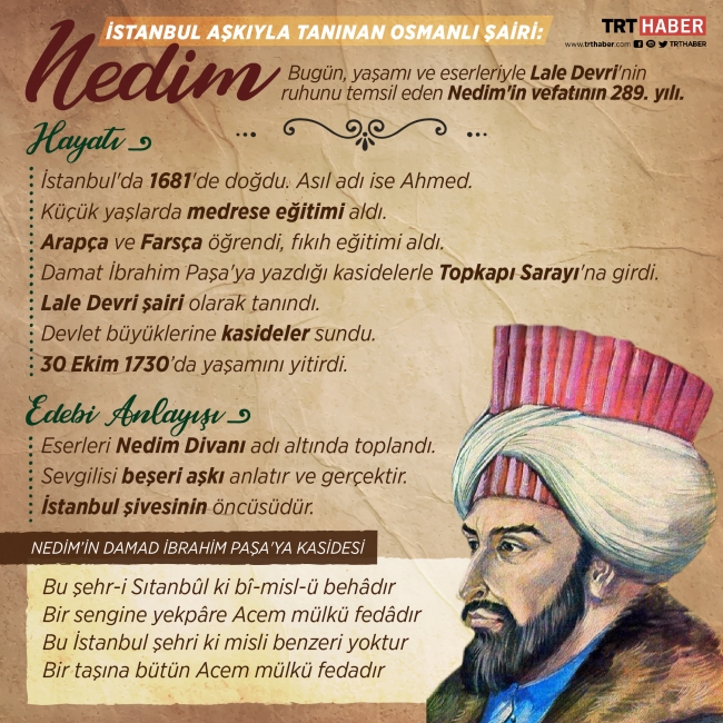 İstanbul aşkıyla tanınan Osmanlı şairi: Nedim