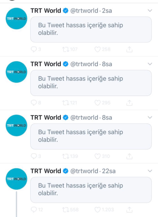 Twitter'dan TRT World içeriklerine sınırlama
