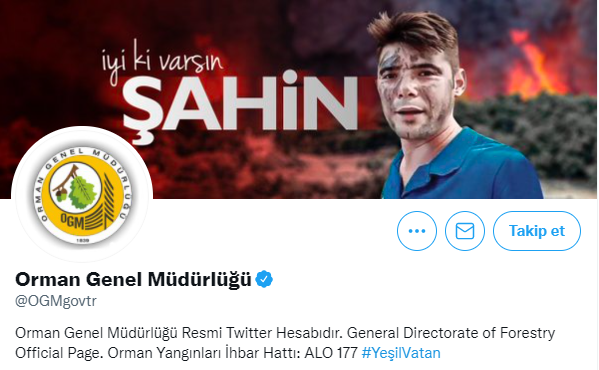 Orman Genel Müdürlüğü'nden "İyi ki varsın Şahin" mesajı