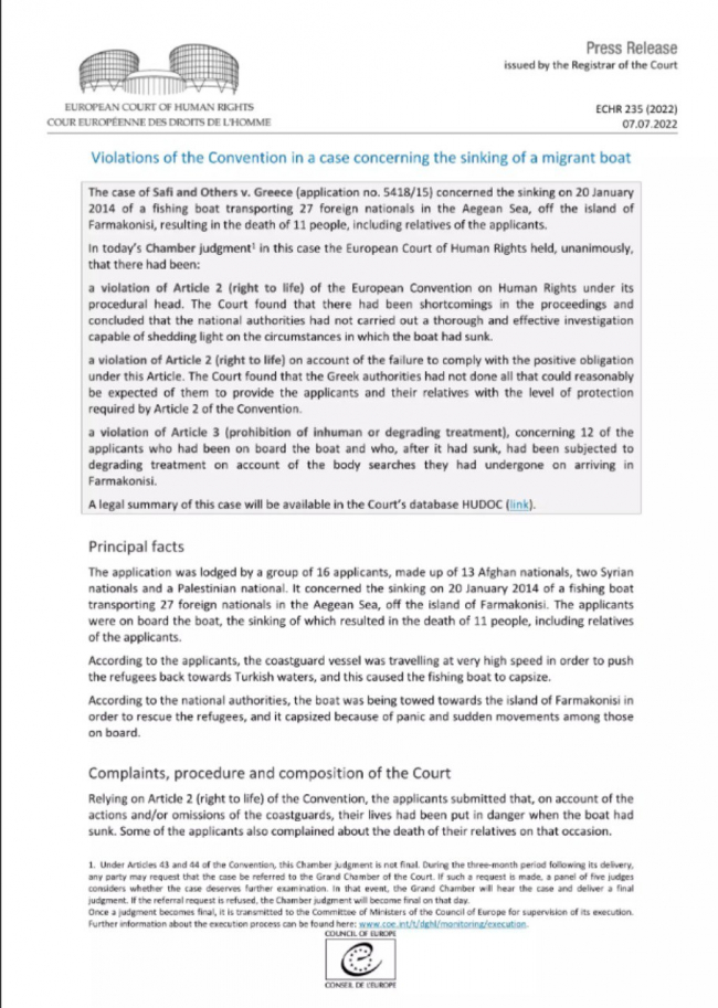 AİHM göçmenleri ölüme iten Yunanistan'ı suçlu buldu