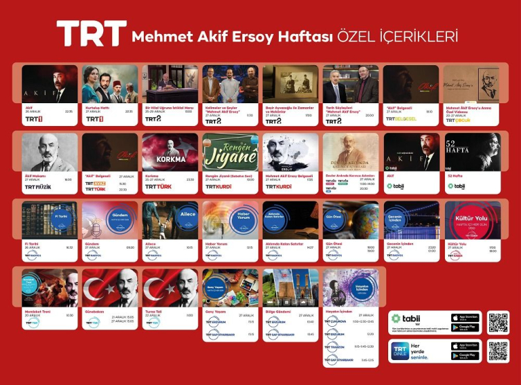 TRT’den Mehmet Âkif Ersoy’un vefatının 87. yıl dönümüne özel içerikler