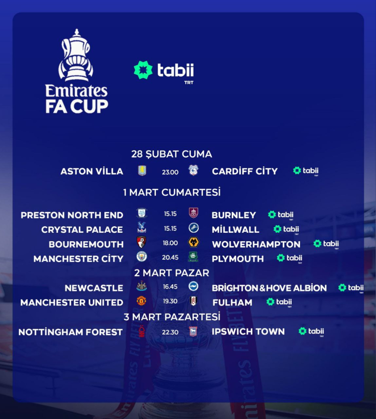 tabii’de 4 günde tam 8 FA Cup Maçı canlı yayınlanacak