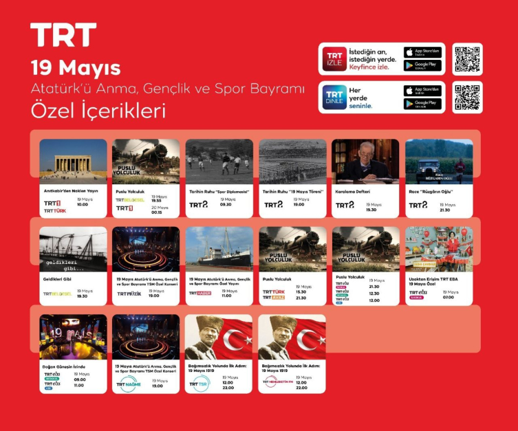 TRT’den 19 Mayıs’a özel içerikler