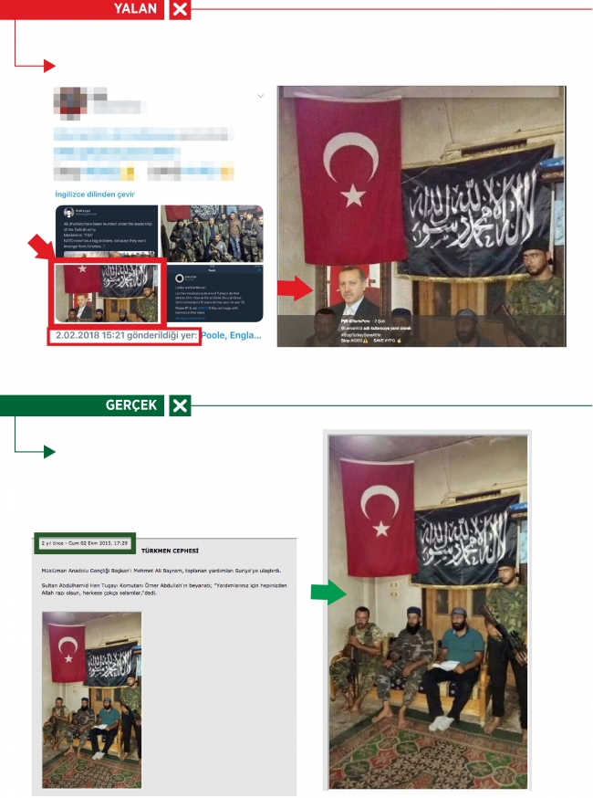 PYD/PKK destekçileri Cumhurbaşkanı Erdoğan'ın fotoğrafını montajlayarak yalan üretti