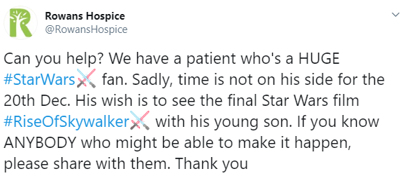 Ölüm döşeğindeki Star Wars hayranına Disney'den ön gösterim