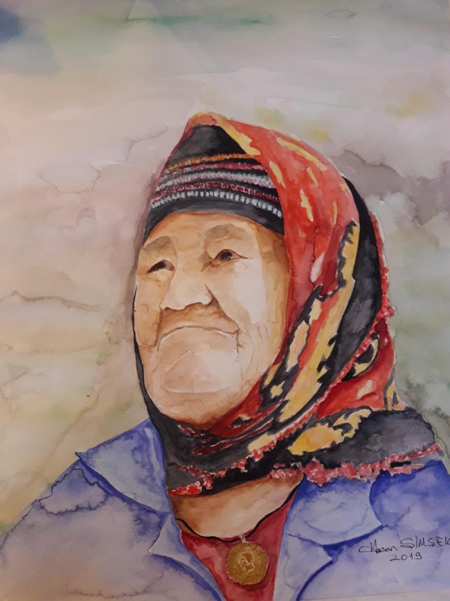 Şehit annesinin suluboya portresini yaptırıp, hediye etti