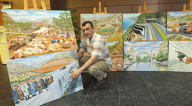 İşçi ressam, yol çalışmalarını tuvale aktardı