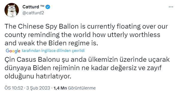 ABD'li halktan "Çin balonu" eleştirisi