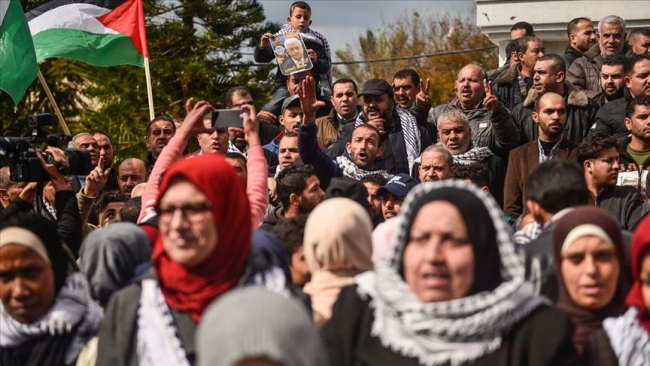 Gazze'de ABD'nin sözde barış planı Gazze'de protesto edildi.Fotoğraf: AA