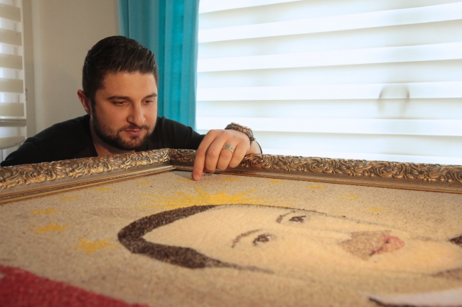 81 ilden toplanan tohumlarla Erdoğan'ın portresini yaptı