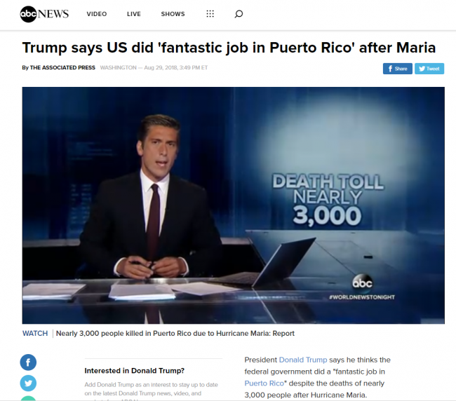 Trump'ın Porto Riko mesajı ABD medyasında alay konusu oldu