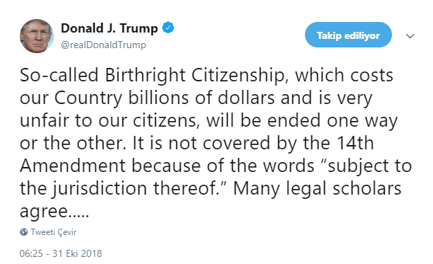 Trump: Doğum yoluyla vatandaşlık öyle ya da böyle kalkacak