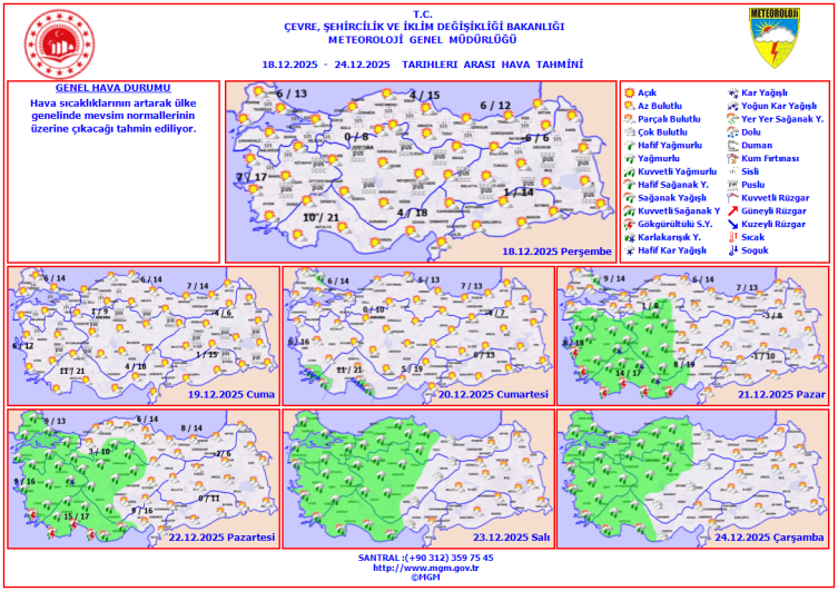 Hafta sonu yurdun iç ve batısında yağış bekleniyor