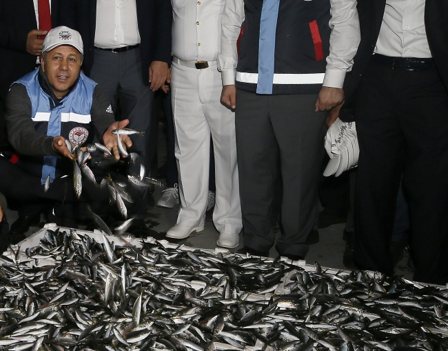 Sezonun ilk avından dönen balıkçıları, İstanbul Valisi Yerlikaya karşıladı