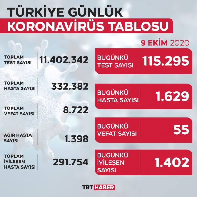 Türkiye'de iyileşenlerin sayısı 291 bin 754'e yükseldi