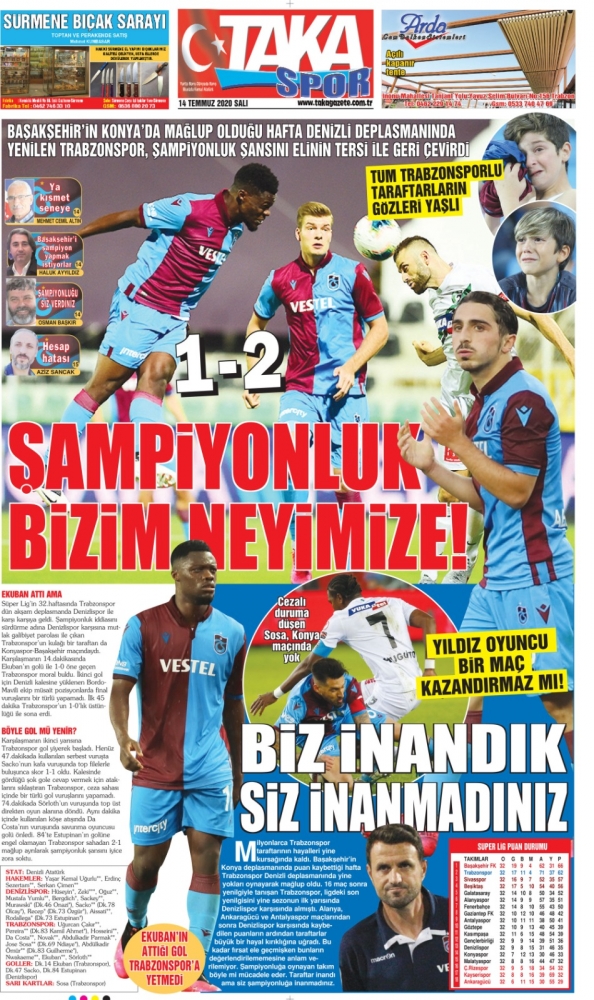 Yerel basından Trabzonspor'a tepki